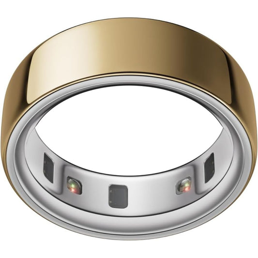 Gold smart health ring with recessed sensors for sleep, activity and wellness tracking