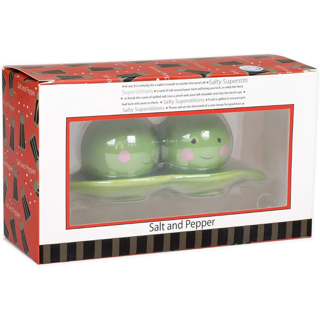 Two peas in a pod salt and pepper shakers.