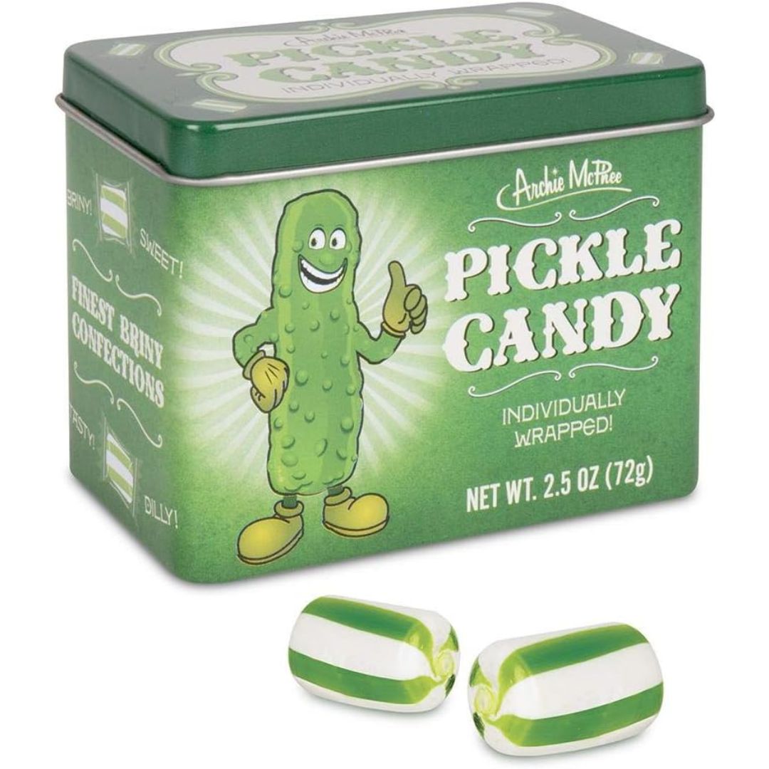 Pickle Candy in Tin | Archie McPhee Novelty Candy – OddGifts.com
