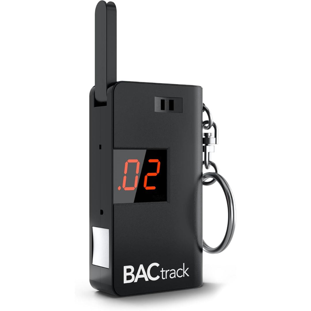 A black portable keychain breathalyzer.