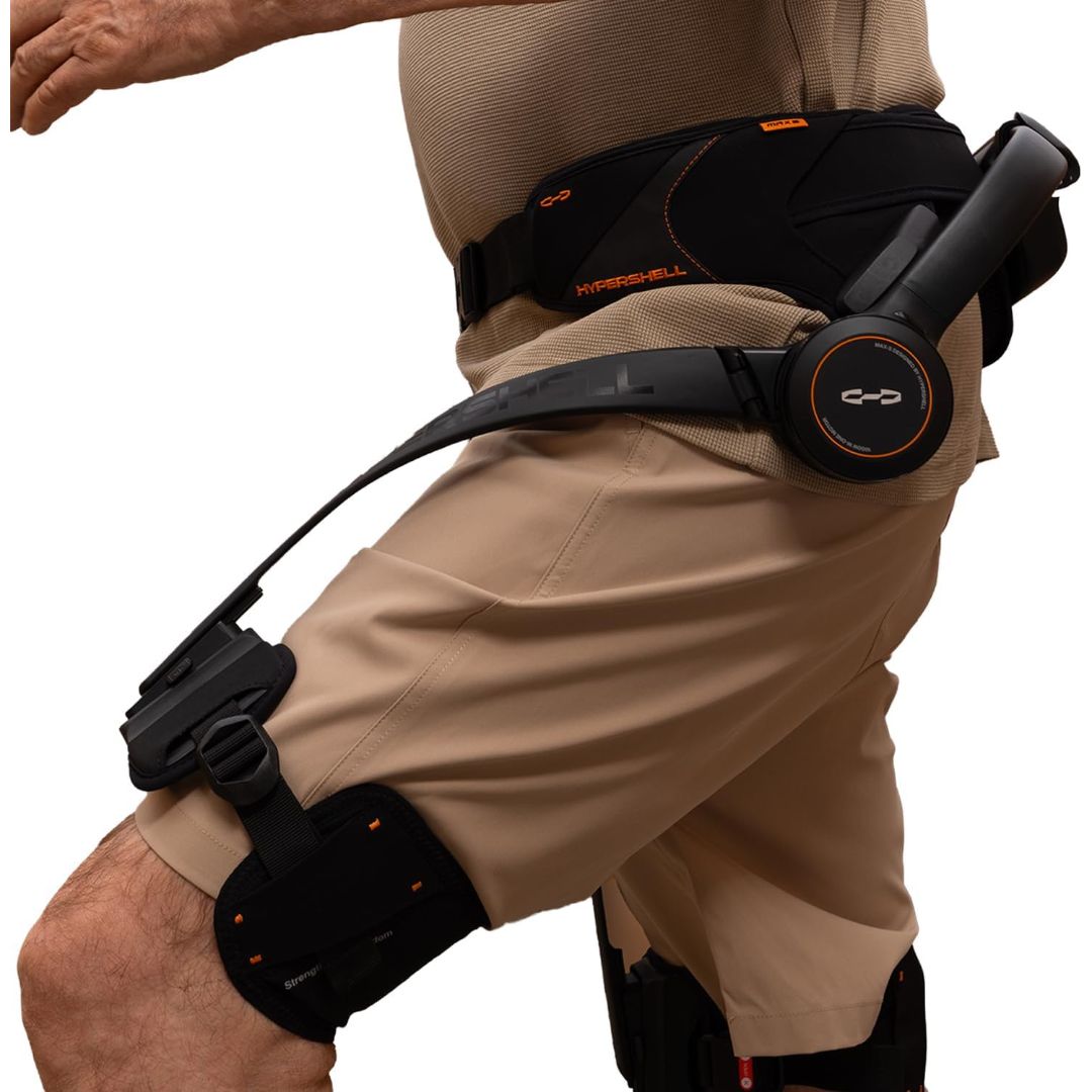 X Max S wearable walking exoskeleton with waist belt and powered leg supports for hiking and outdoor mobility