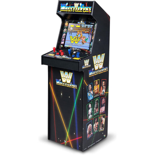 A retro wrestling arcade gaming machine on a white background