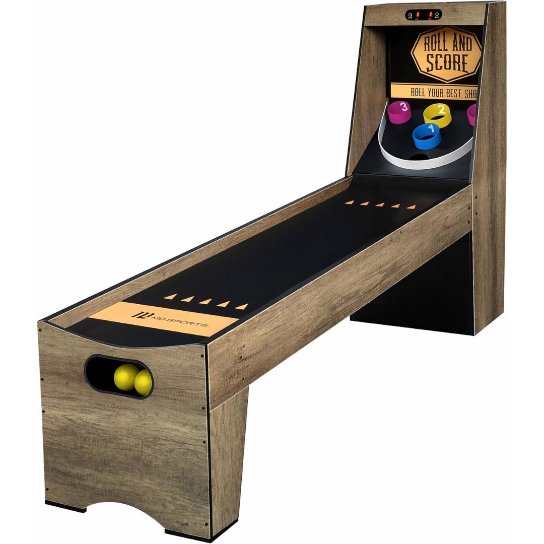A wooden roll and score electronic arcade game.