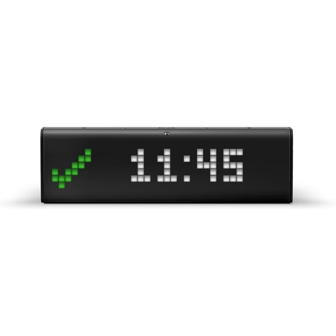 A smart retro pixel click desk display device on a white background