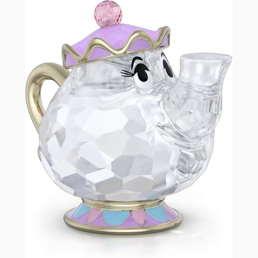 Swarovski crystal Beauty and the Beast teapot with decorative lid on a white background