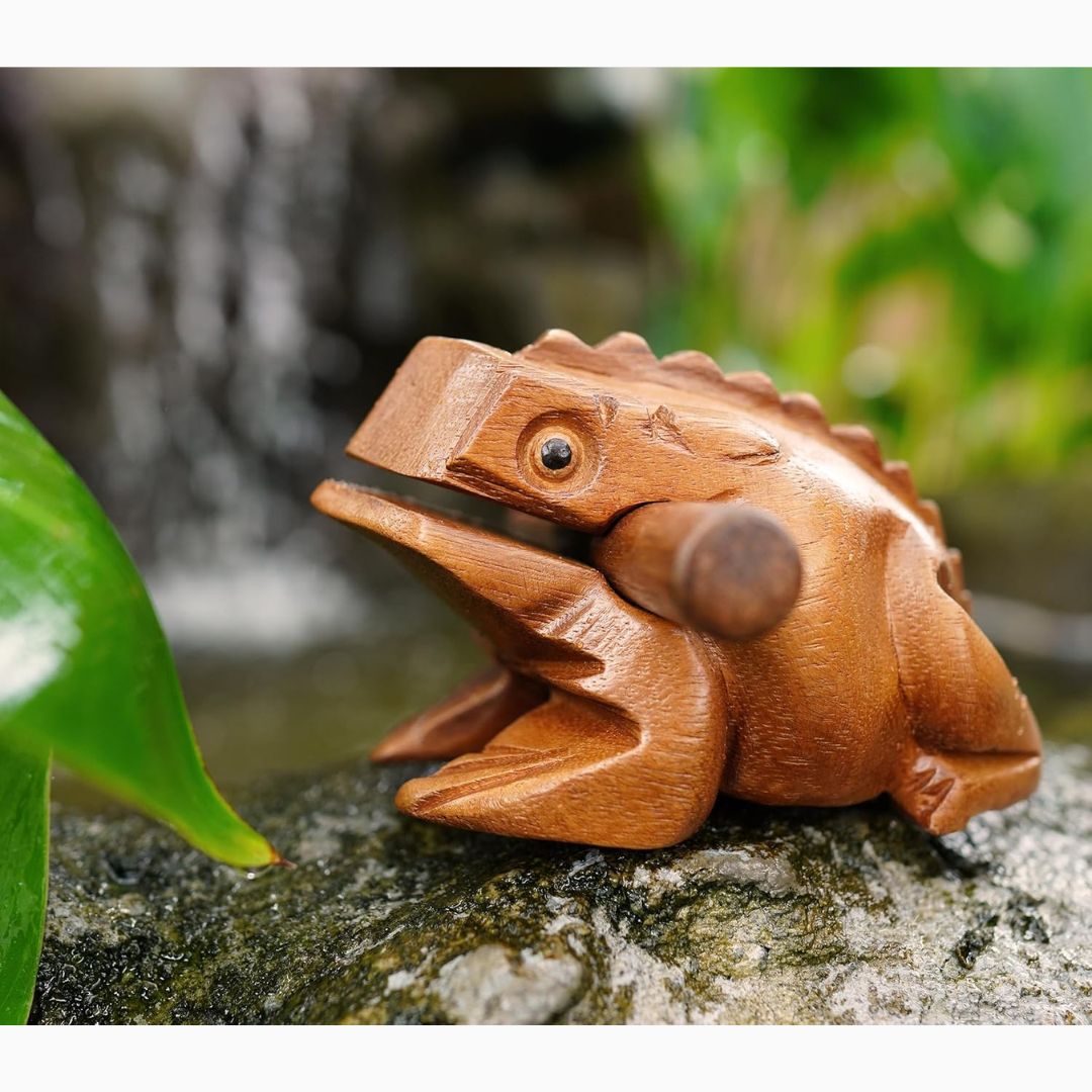 Wooden frog guiro rasp percussion instrument