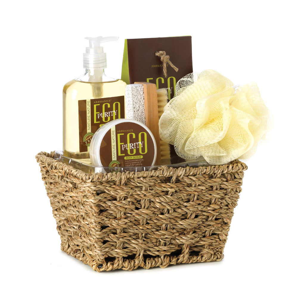 Eco Purity Bath Set In Basket - OddGifts.com