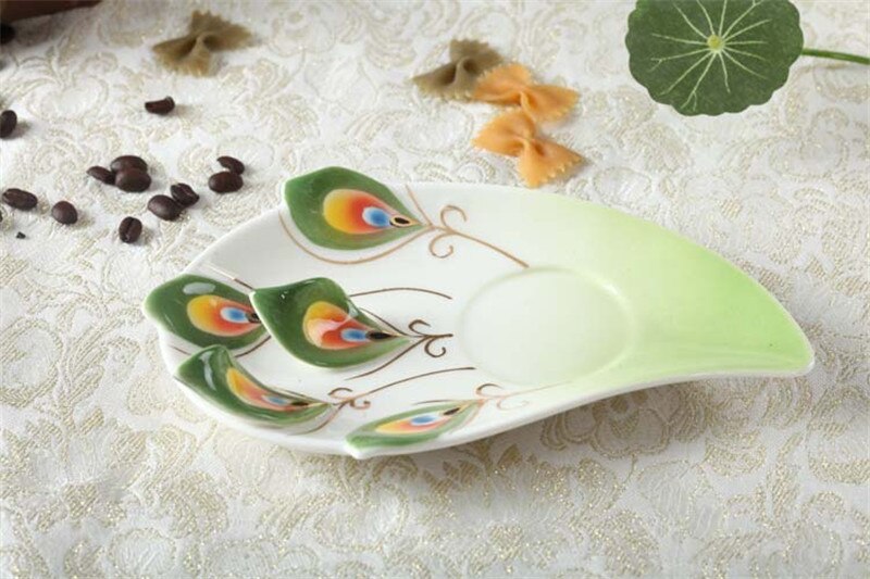 3D Peacock Tea or Coffee Cup with Saucer and Spoon