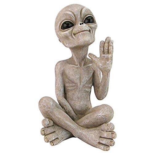 Design Toscano LY612303 Greetings Earthlings UFO Alien Statue, Small-Sitting, Sandstone