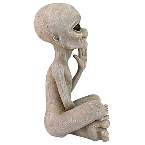 Design Toscano LY612303 Greetings Earthlings UFO Alien Statue, Small-Sitting, Sandstone