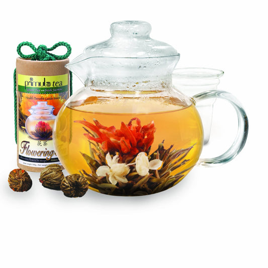 Clear Teapot With Blooming Flowers Tea - OddGifts.com