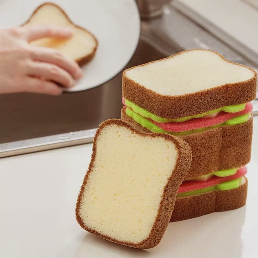 A video advertising the bread sponge which is a kitchen sponge that looks like bread.