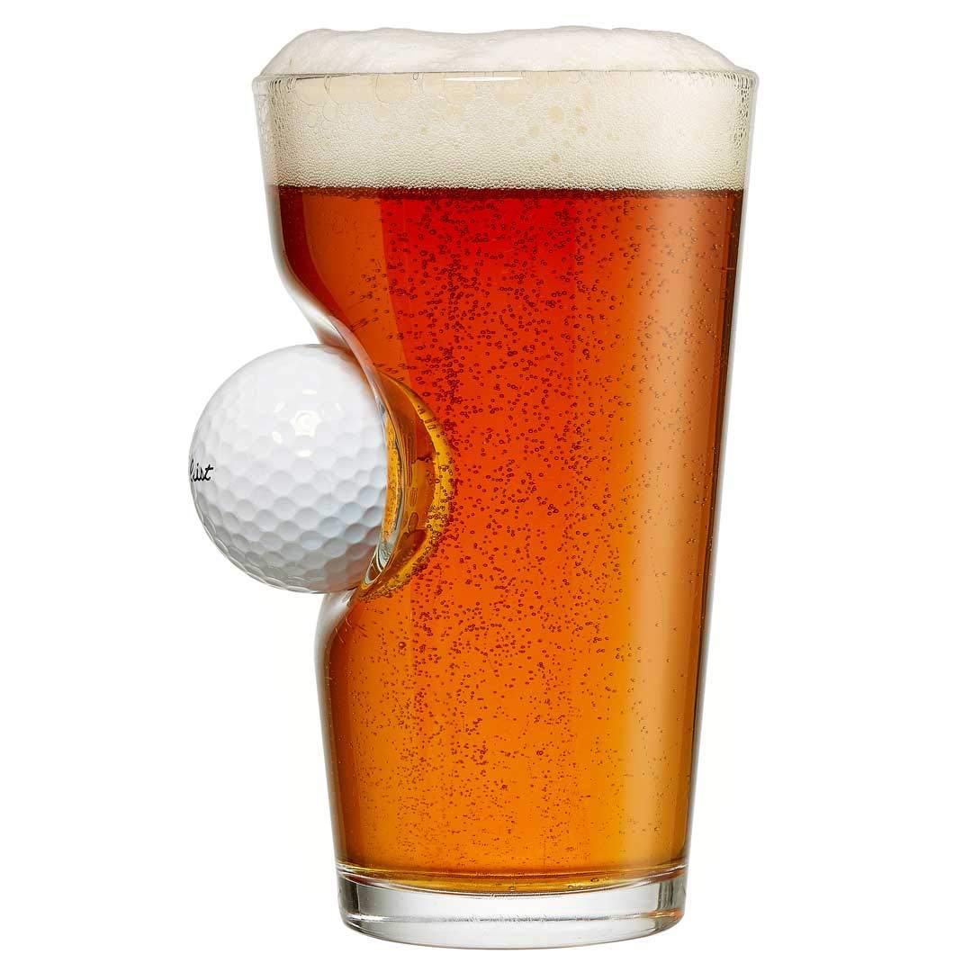 Beer Glass With A Real Golf Ball - oddgifts.com