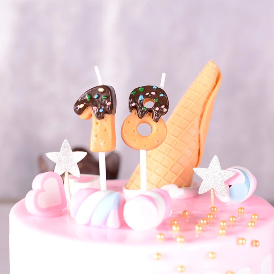 Chocolate Dipped Cookie Candle Numbers - oddgifts.com