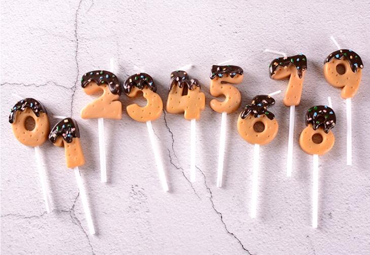 Chocolate Dipped Cookie Candle Numbers - oddgifts.com