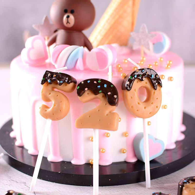 Chocolate Dipped Cookie Candle Numbers - oddgifts.com