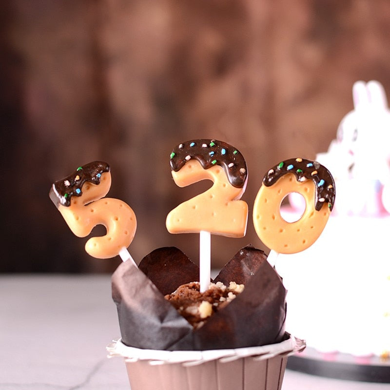 Chocolate Dipped Cookie Candle Numbers - oddgifts.com
