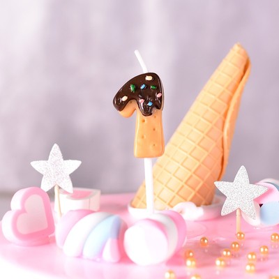 Chocolate Dipped Cookie Candle Numbers - oddgifts.com