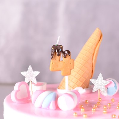 Chocolate Dipped Cookie Candle Numbers - oddgifts.com