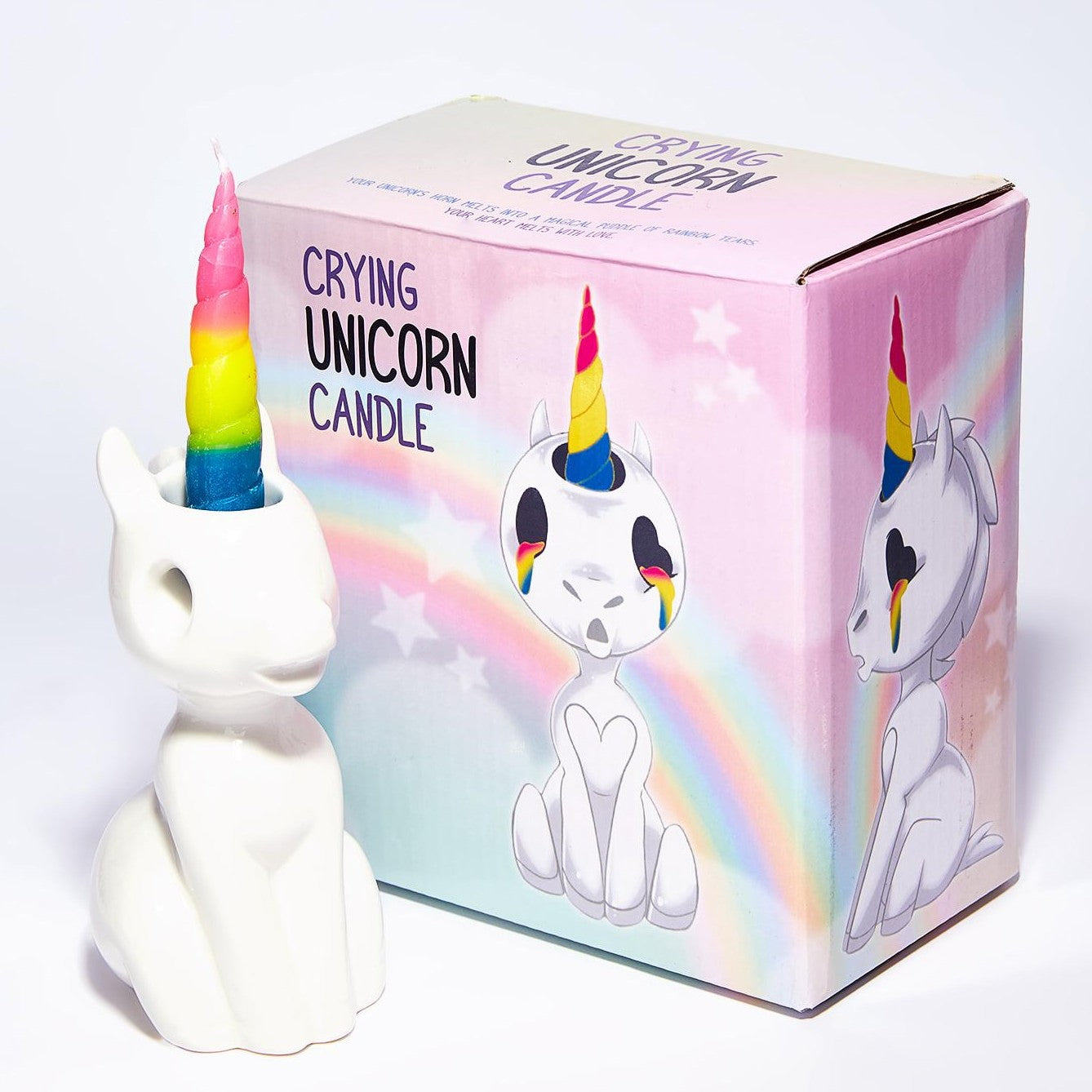 Crying Rainbow Unicorn Candle - oddgifts.com