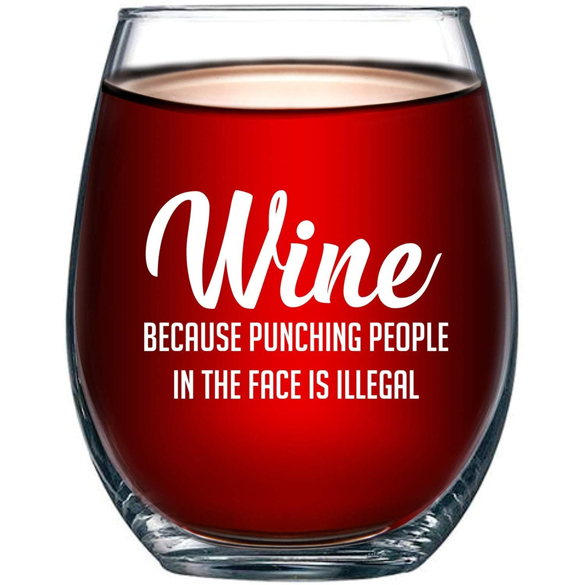 Funny novelty stemless wine glass