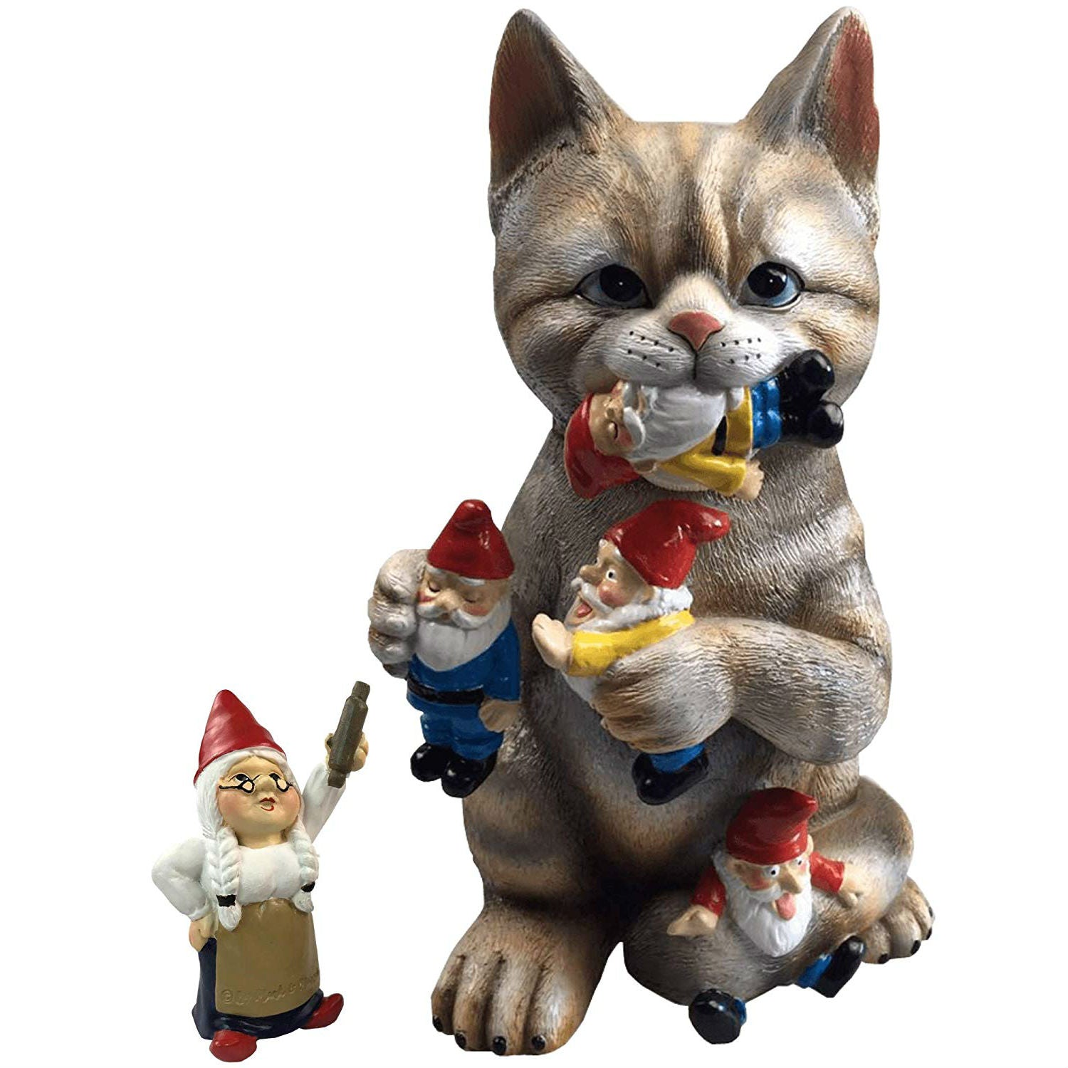 Garden Gnome Massacre Cat Statue - oddgifts.com