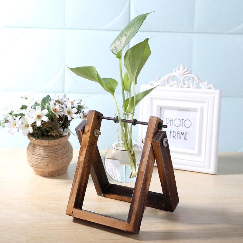 Glass Bulb Vases with Wooden Stand - oddgifts.com