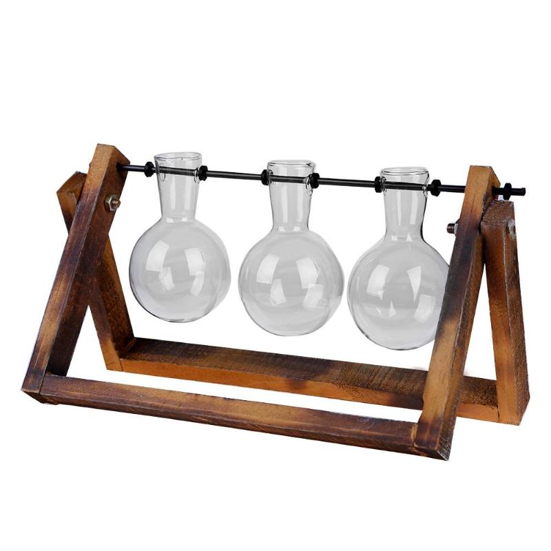 Glass Bulb Vases with Wooden Stand - oddgifts.com