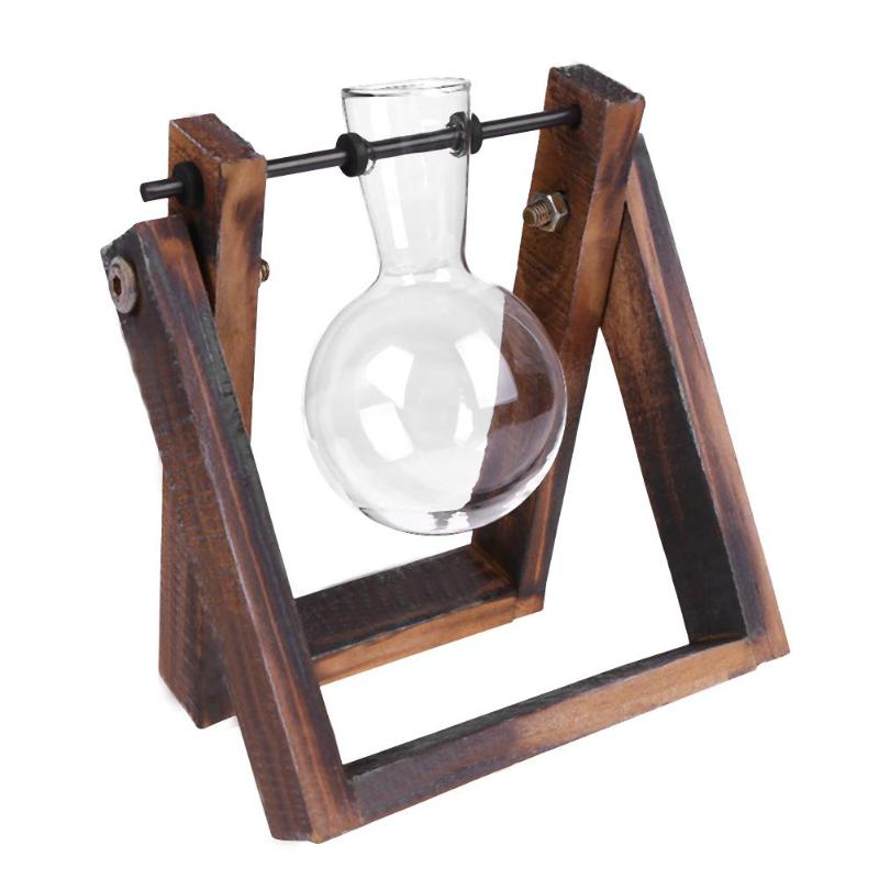 Glass Bulb Vases with Wooden Stand - oddgifts.com