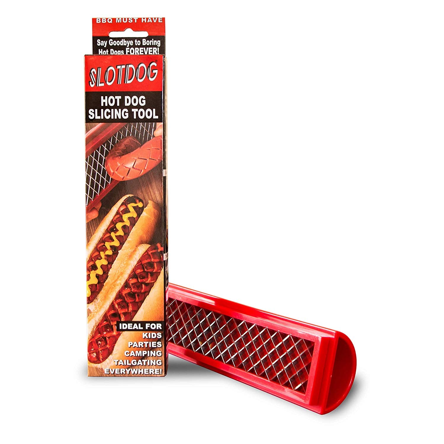 Dog Dicer - The DOG DICER is a simple, lightweight hot dog slicer