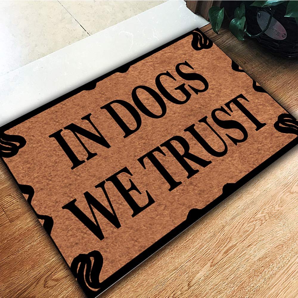 In Dogs We Trust Doormat - OddGifts.com