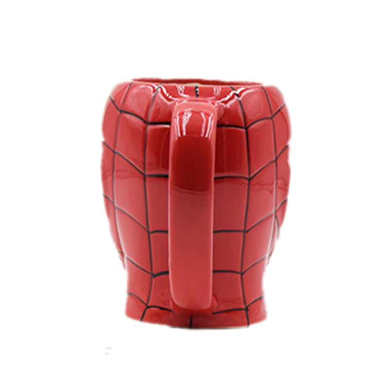 Back view of a Marvel Spiderman coffee mug