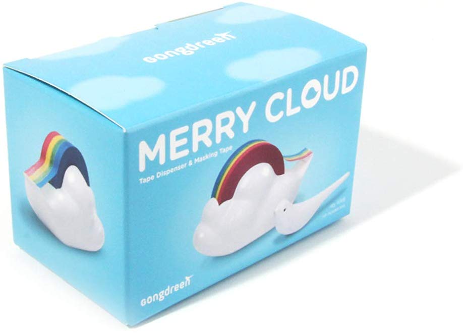 Cartoon Cloud Tape Dispenser with Rainbow Tape School Office Stationery Supply, Size: 11.3x6.1cm