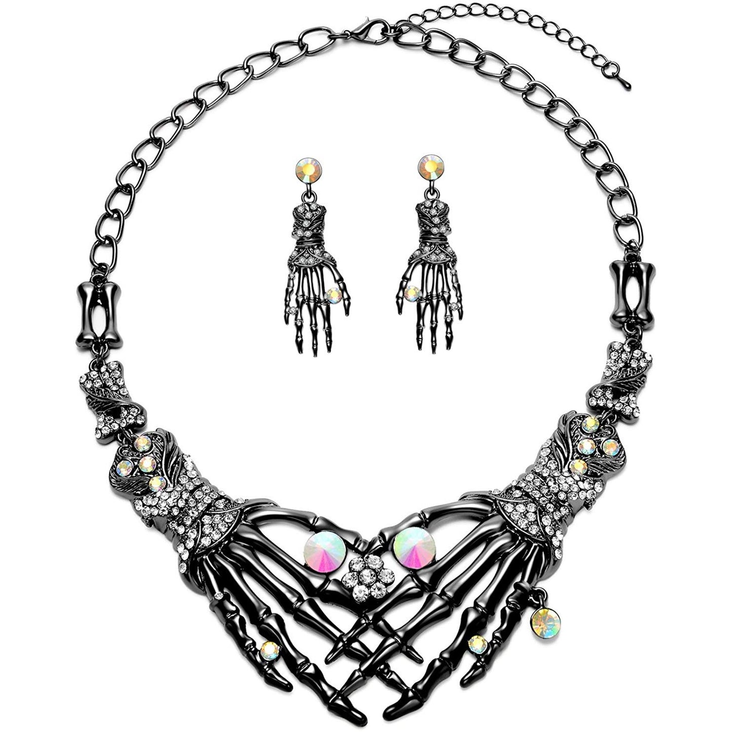 Skeleton Hand Necklace and Earring Set - oddgifts.com