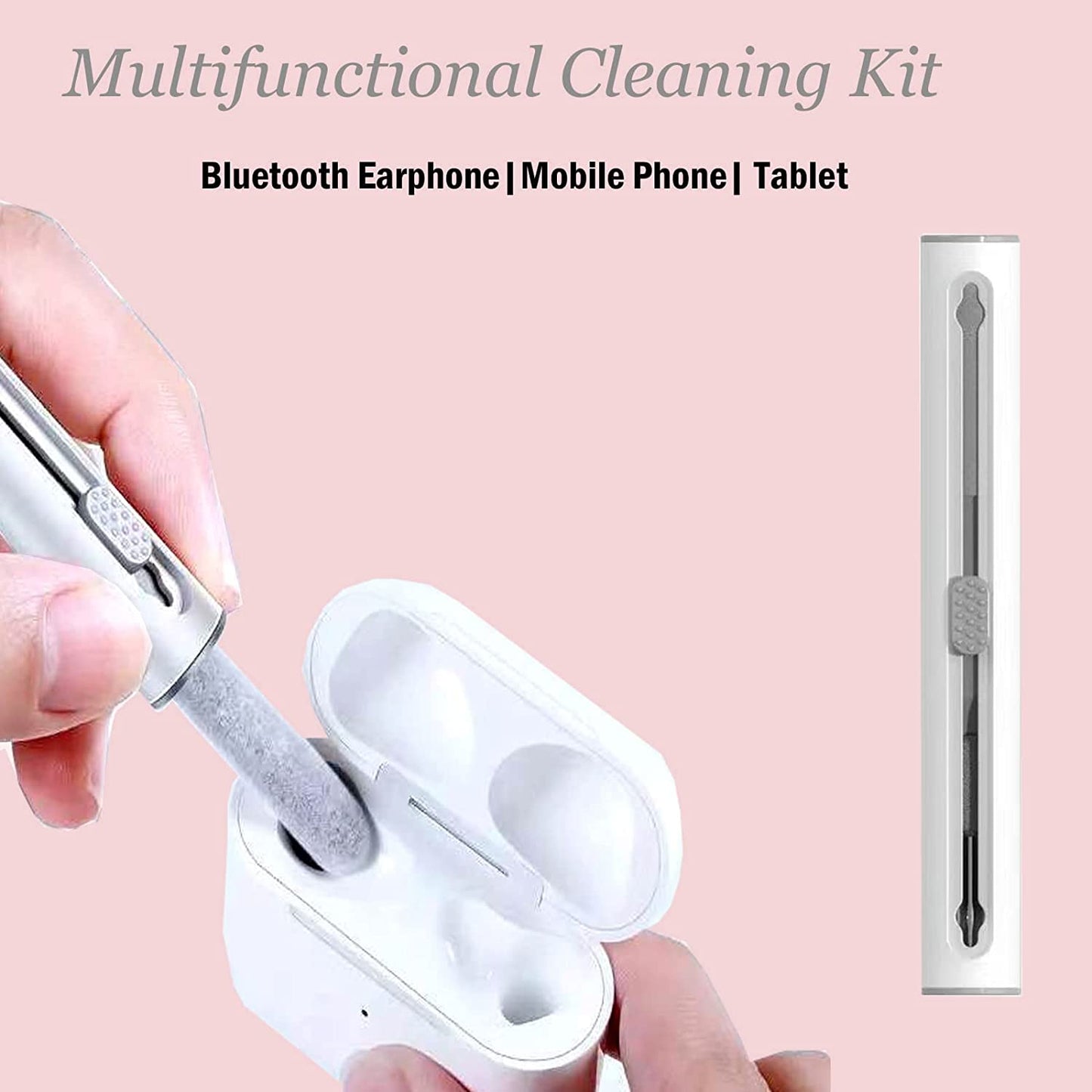An AirPod 3-in-1 cleaning pen. There is text which reads, 'Multifunctional cleaning kit.'