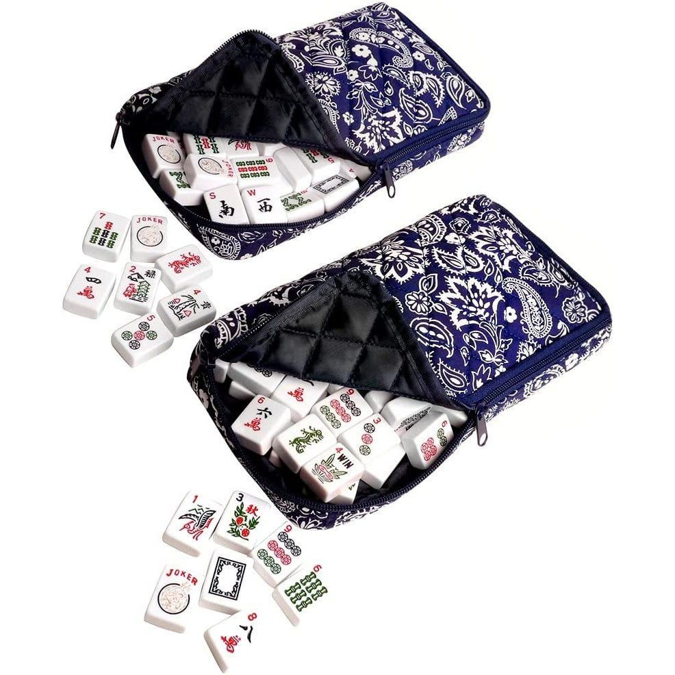 Two small paisley bags containing MahJong tiles.