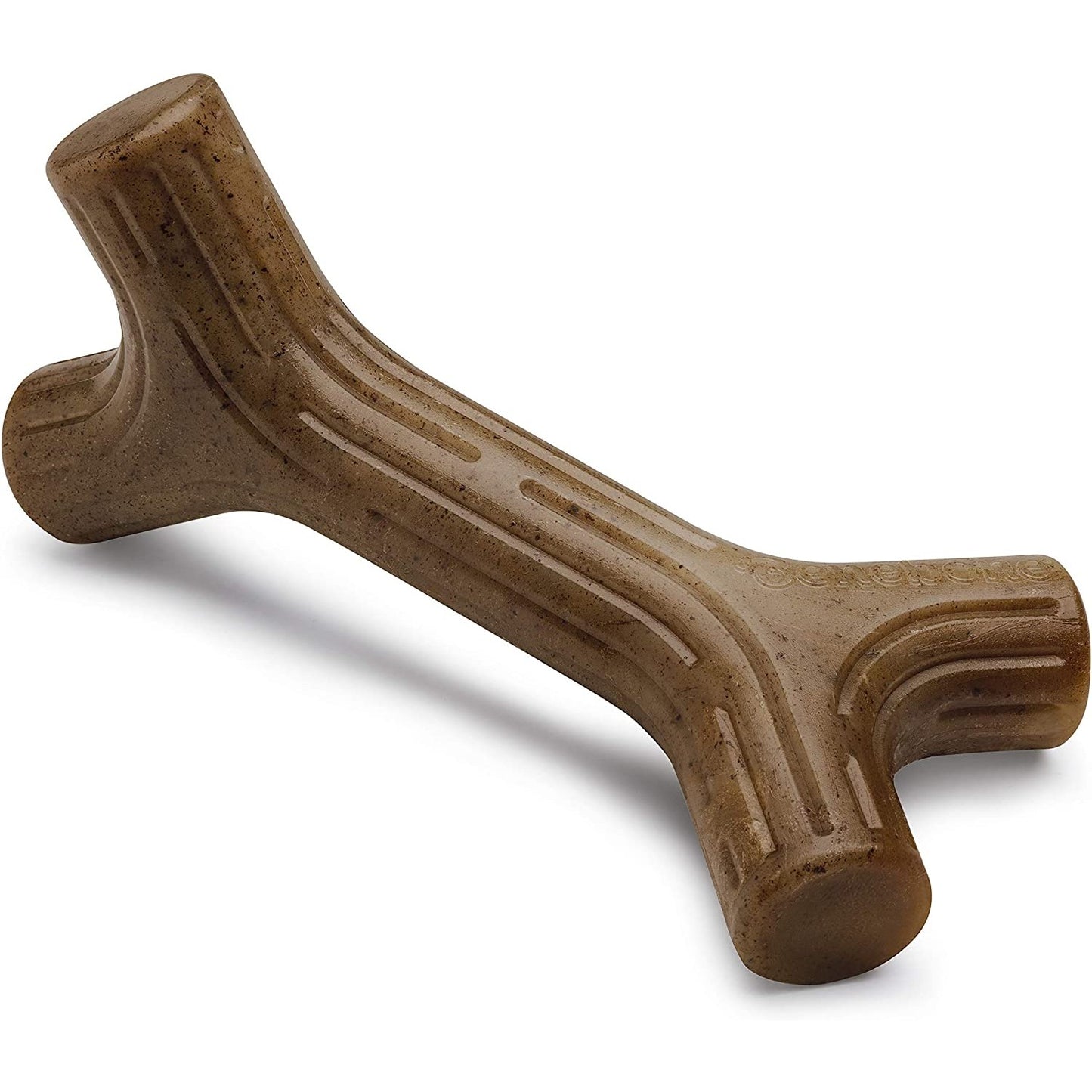 A bacon chew toy for dogs in the shape of a bone.