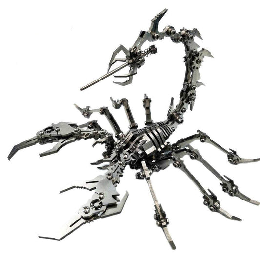 A metal scorpion made from a DIY metal scorpion building kit