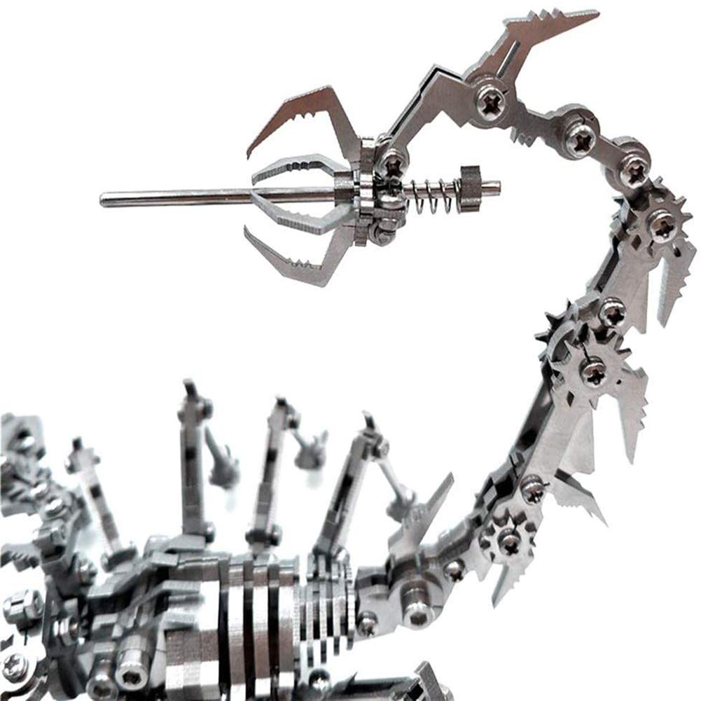 Close up view of the tail built from the metal scorpion building kit