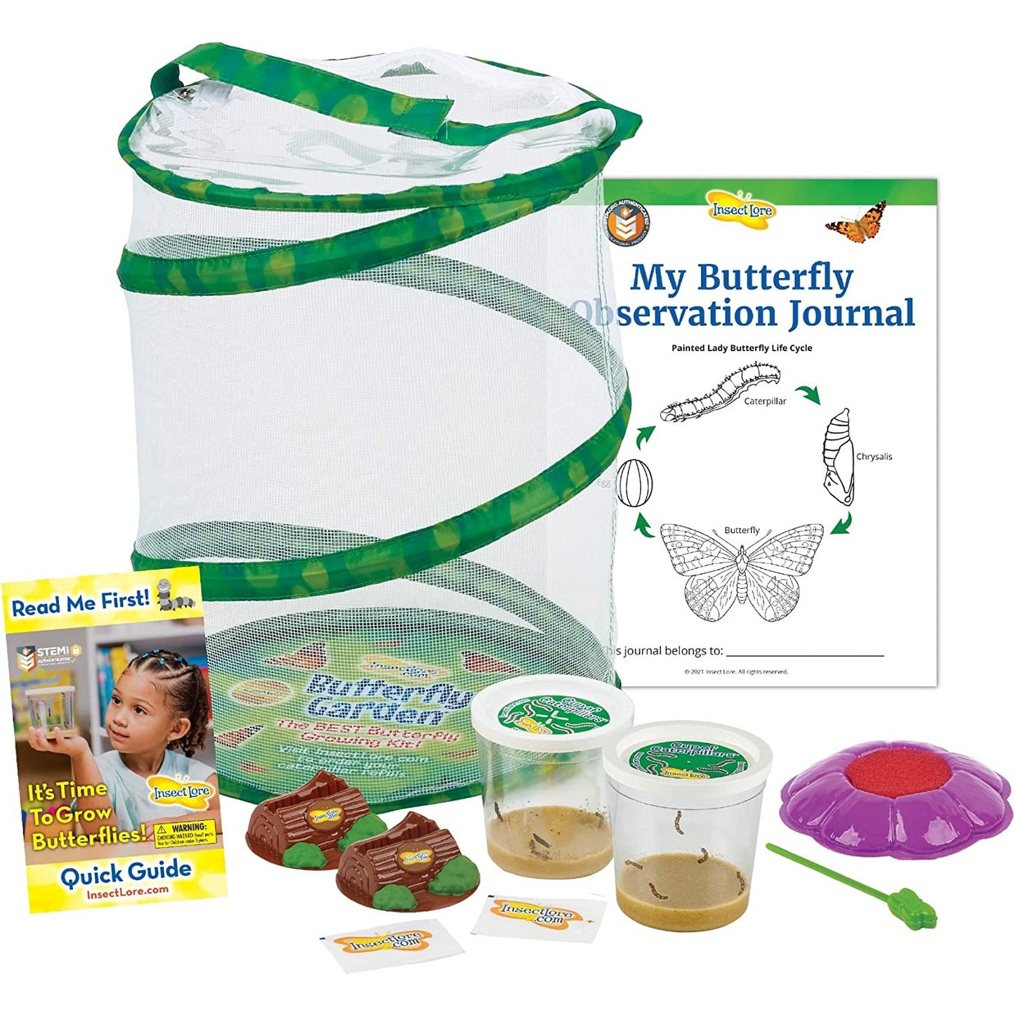 A butterfly growing kit garden with all the inclusions are shown.