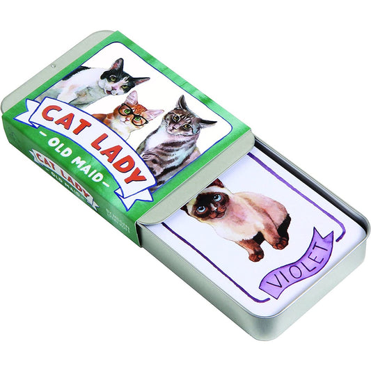 A cat lady old maid game in a tin box.