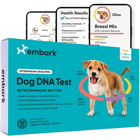 A DNA dog test kit made by Embark.