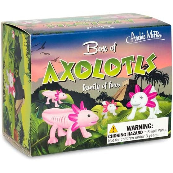 The packaging for a box of axolotls, family of four.
