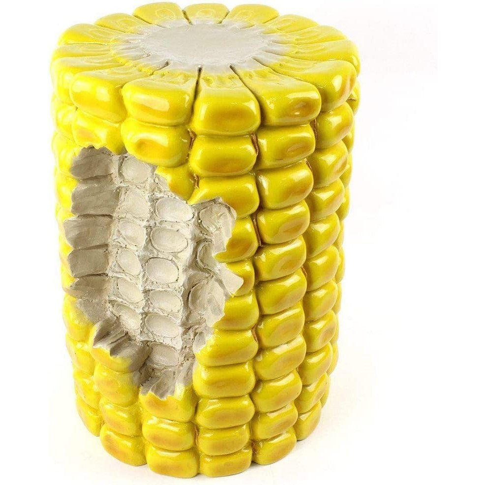 A closeup view of a corn cob stool.