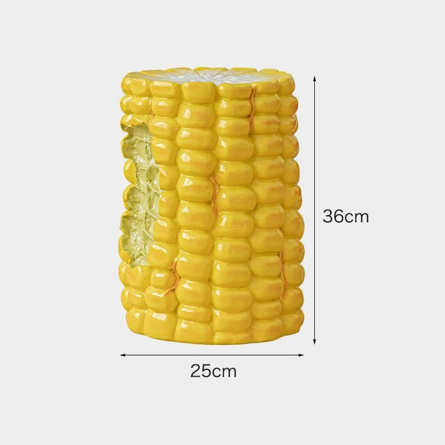Size measurements for a corn cob stool. 36cm height x 25cm in width.
