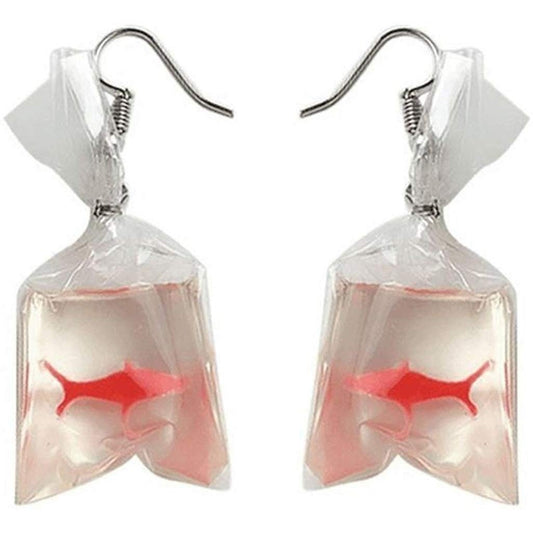 Goldfish In A Bag Earrings - oddgifts.com