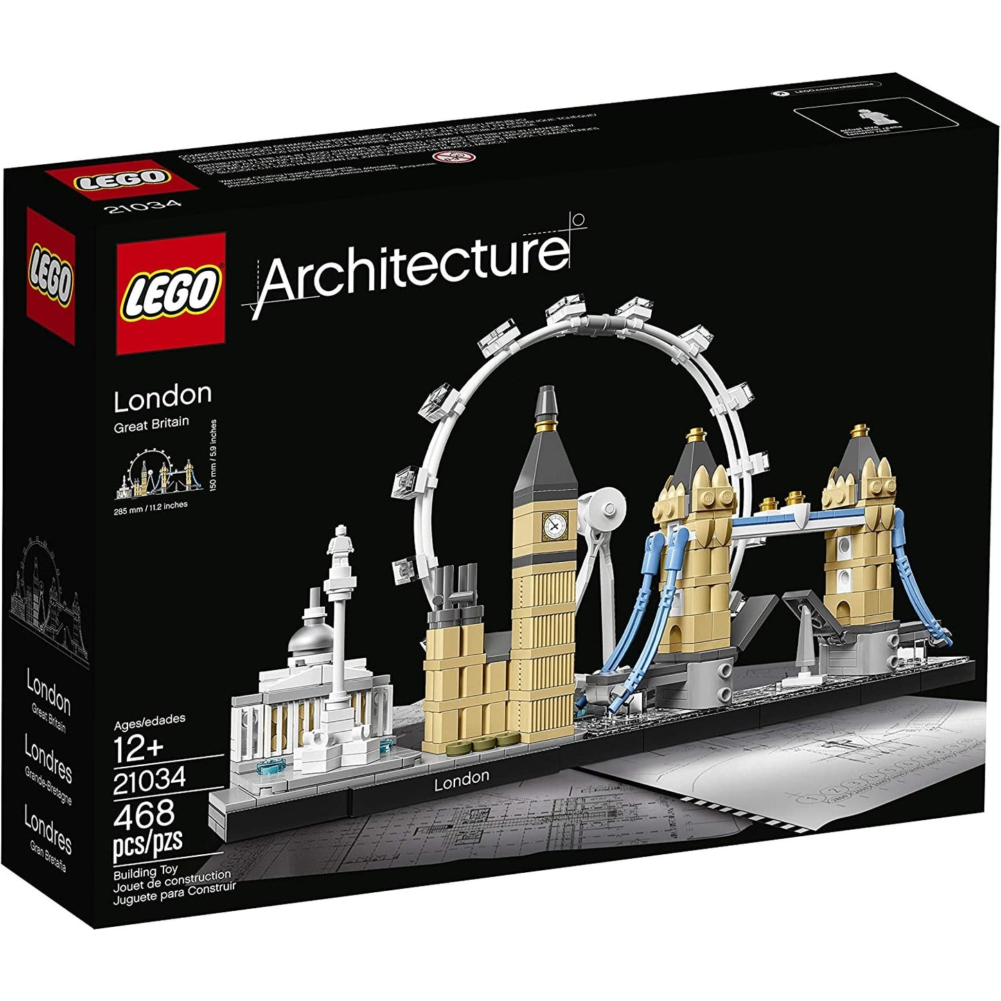 The front of the box for the Lego architecture London building set.