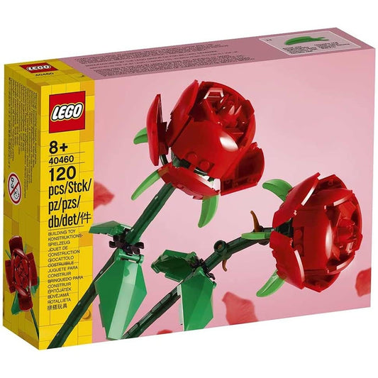 The box of a Lego rose building kit.