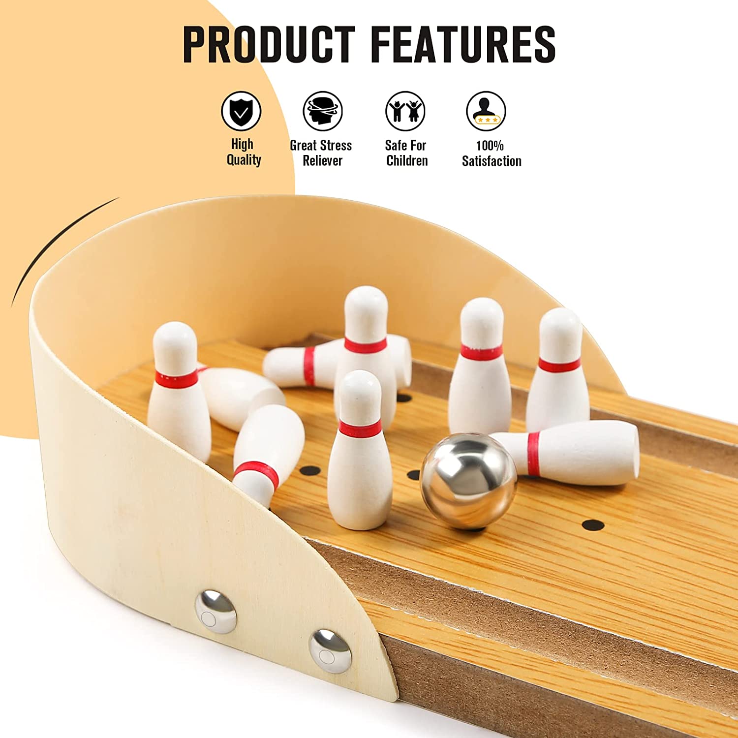 Strike out and beat your opponent with this miniature tabletop bowling