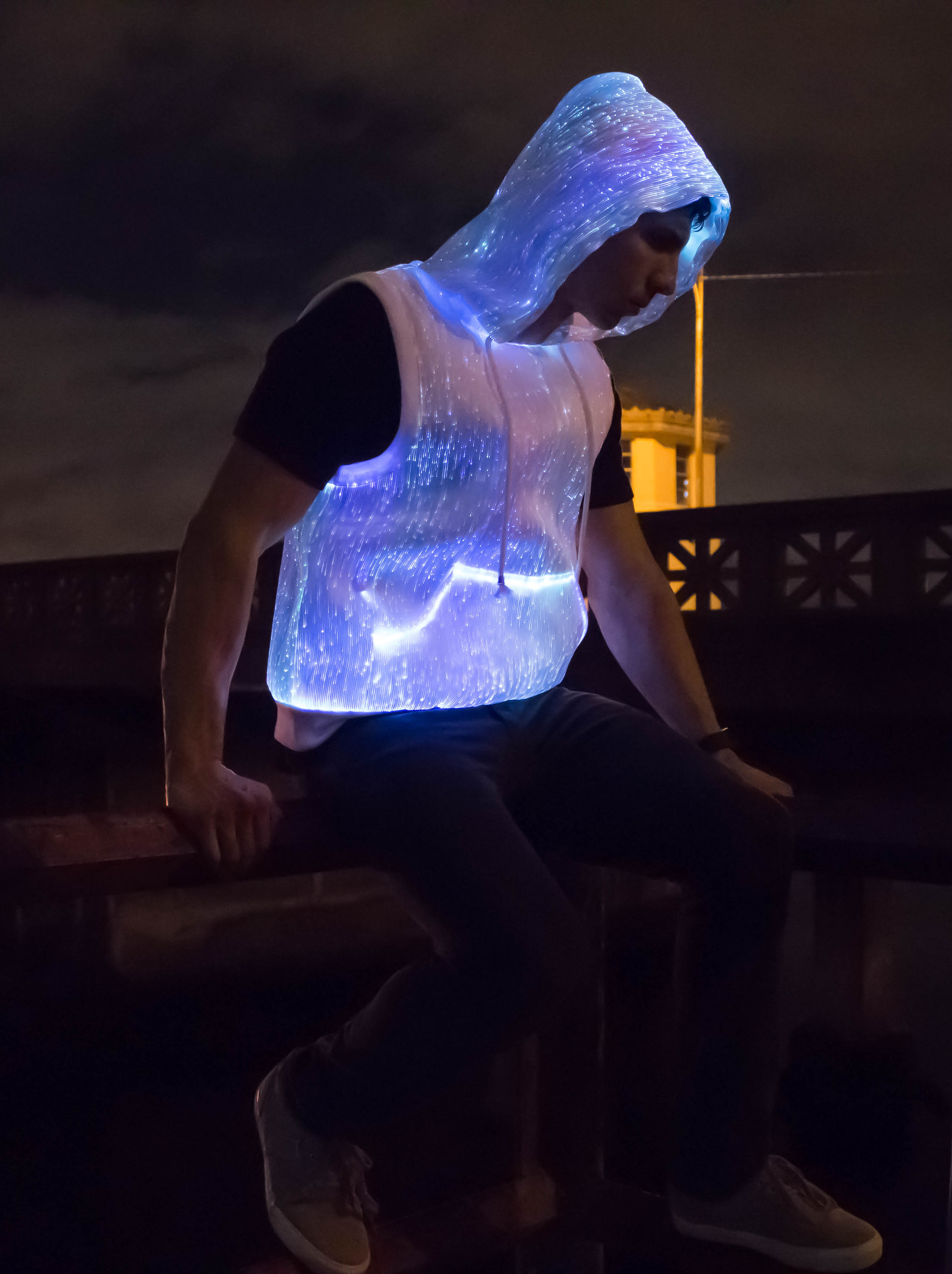 Fiber Optic Sleeveless Hoodie - OddGifts.com